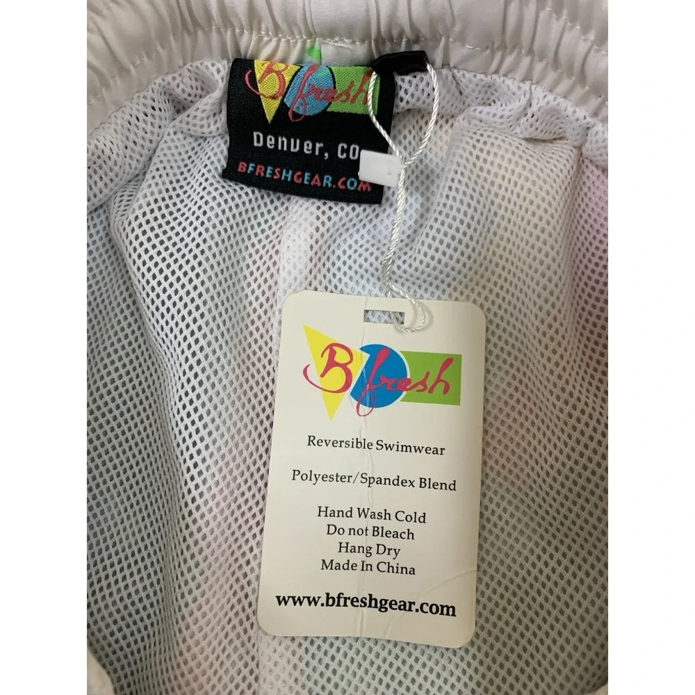 B Fresh Gear Into The Abbiss Abstract Colorblock Swim Trunks Beach Shorts M NEW